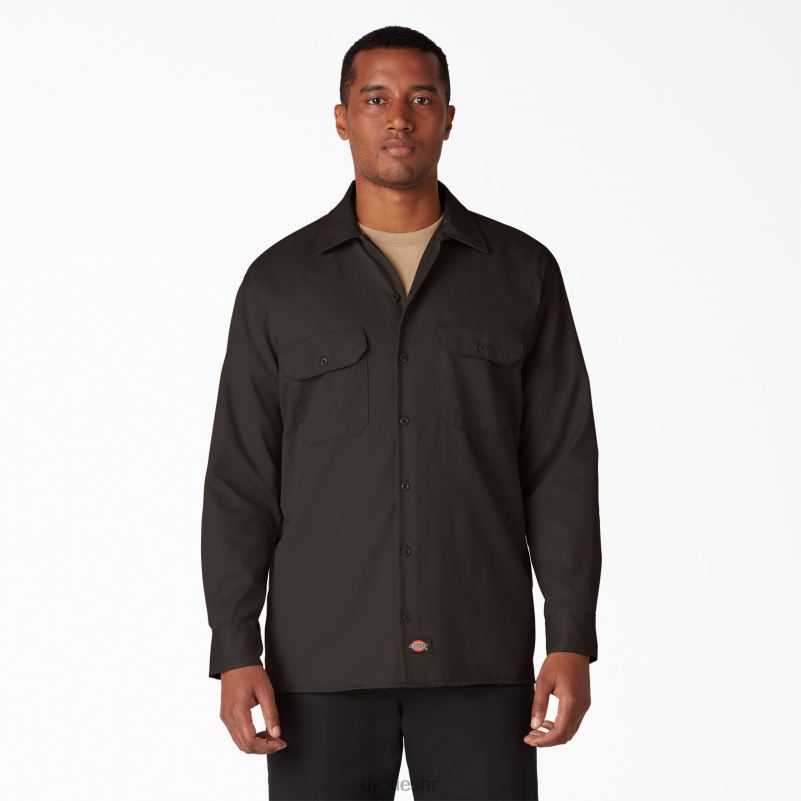 radna majica dugih rukava muškarci Dickies tamno smeđa (db) 6BPL6559 radna odjeća