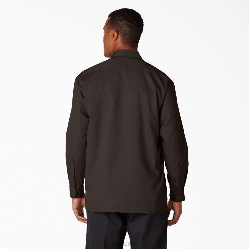 radna majica dugih rukava muškarci Dickies tamno smeđa (db) 6BPL6559 radna odjeća