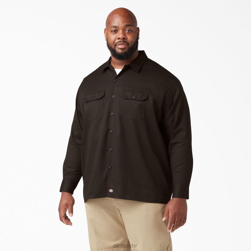 radna majica dugih rukava muškarci Dickies tamno smeđa (db) 6BPL6559 radna odjeća