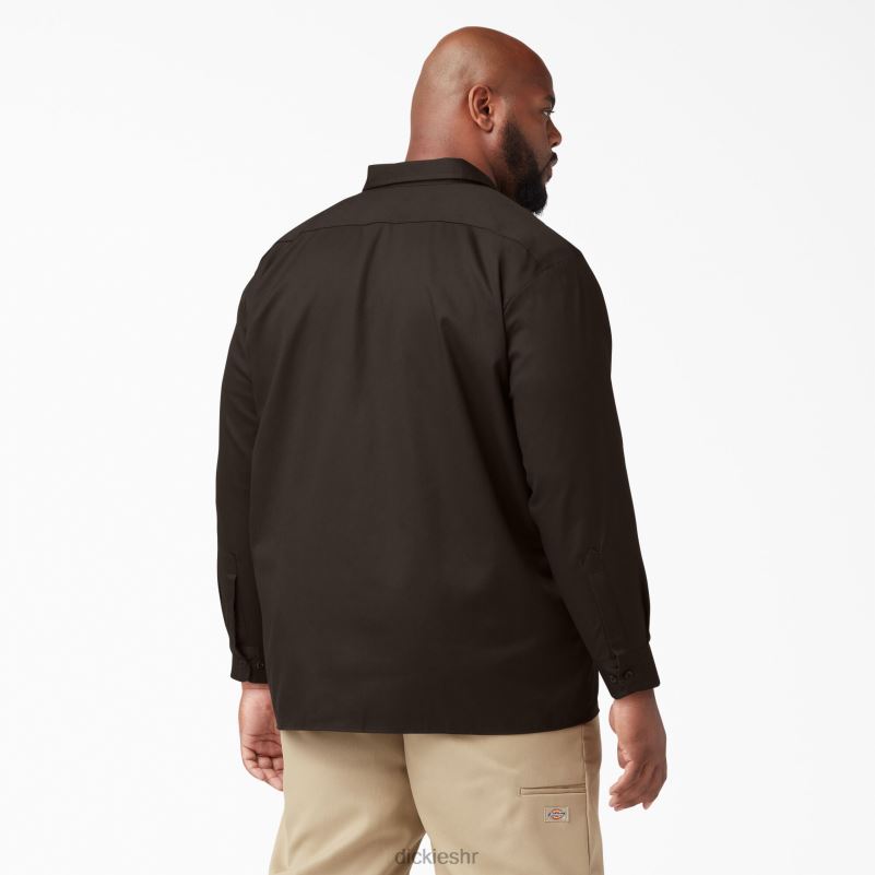 radna majica dugih rukava muškarci Dickies tamno smeđa (db) 6BPL6559 radna odjeća