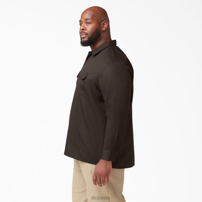 radna majica dugih rukava muškarci Dickies tamno smeđa (db) 6BPL6559 radna odjeća
