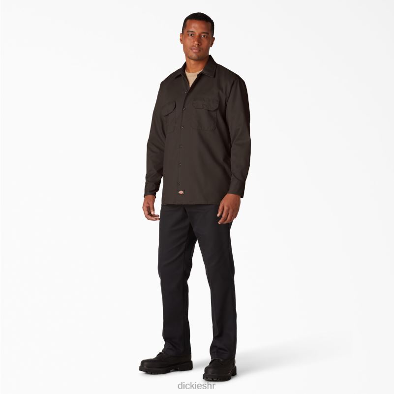radna majica dugih rukava muškarci Dickies tamno smeđa (db) 6BPL6559 radna odjeća