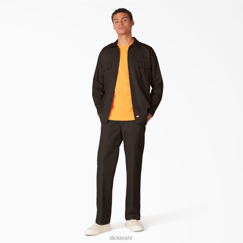 radna majica dugih rukava muškarci Dickies tamno smeđa (db) 6BPL6559 radna odjeća