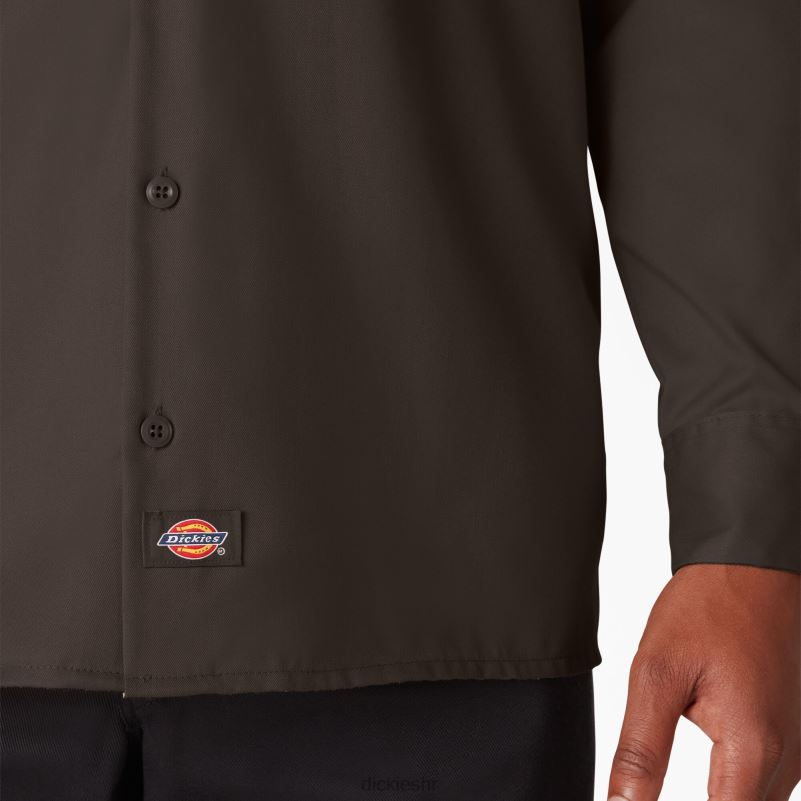 radna majica dugih rukava muškarci Dickies tamno smeđa (db) 6BPL6559 radna odjeća