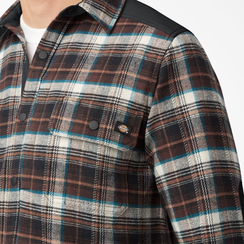 teška mišićava flanelska košulja muškarci Dickies čokoladno smeđi karirani (a1h) 6BPL6949 radna odjeća