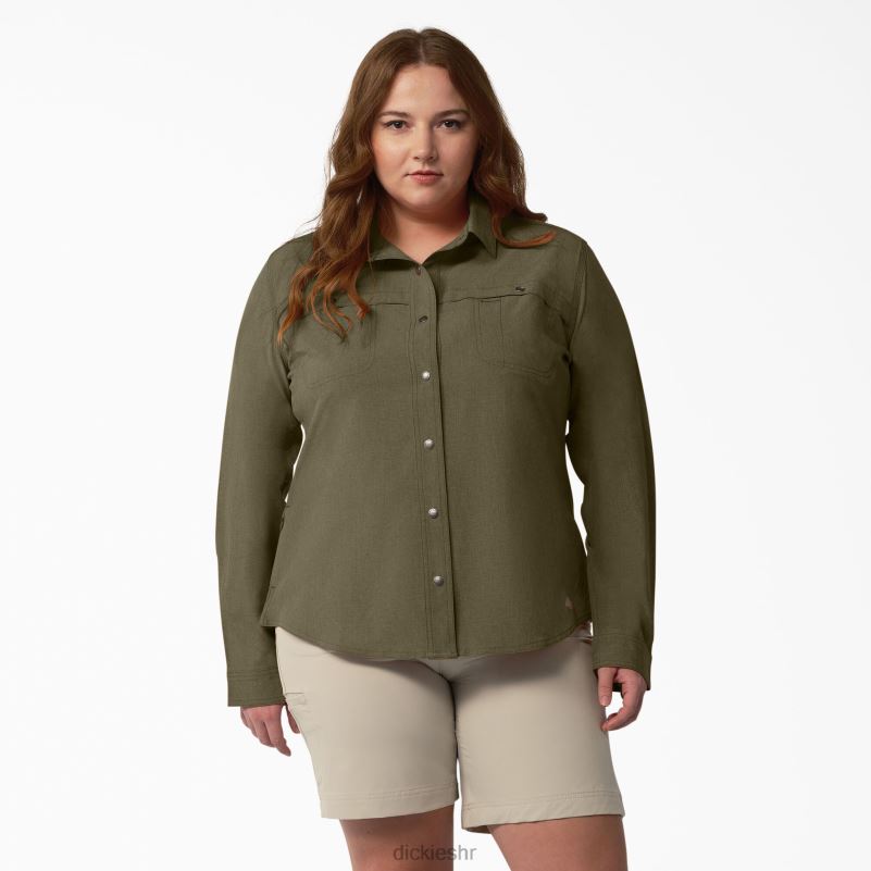 plus radna majica s roll-tabom za hlađenje žene Dickies vojnički zeleni vrijesak (mld) 6BPL61686 radna odjeća