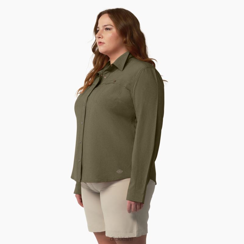 plus radna majica s roll-tabom za hlađenje žene Dickies vojnički zeleni vrijesak (mld) 6BPL61686 radna odjeća