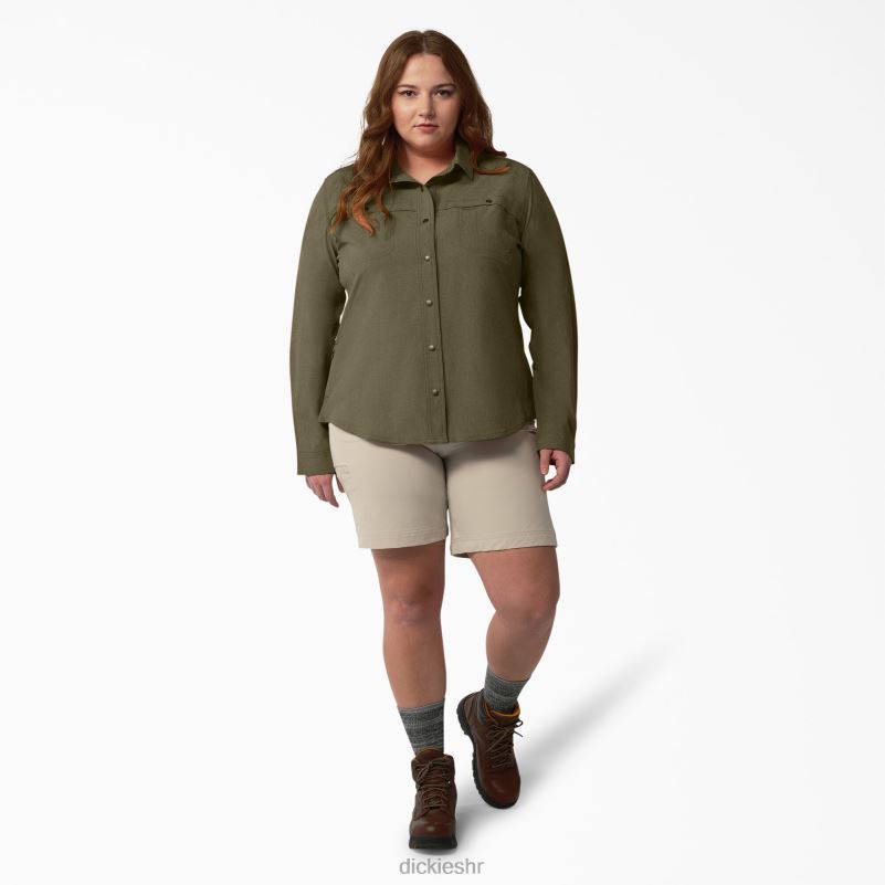 plus radna majica s roll-tabom za hlađenje žene Dickies vojnički zeleni vrijesak (mld) 6BPL61686 radna odjeća