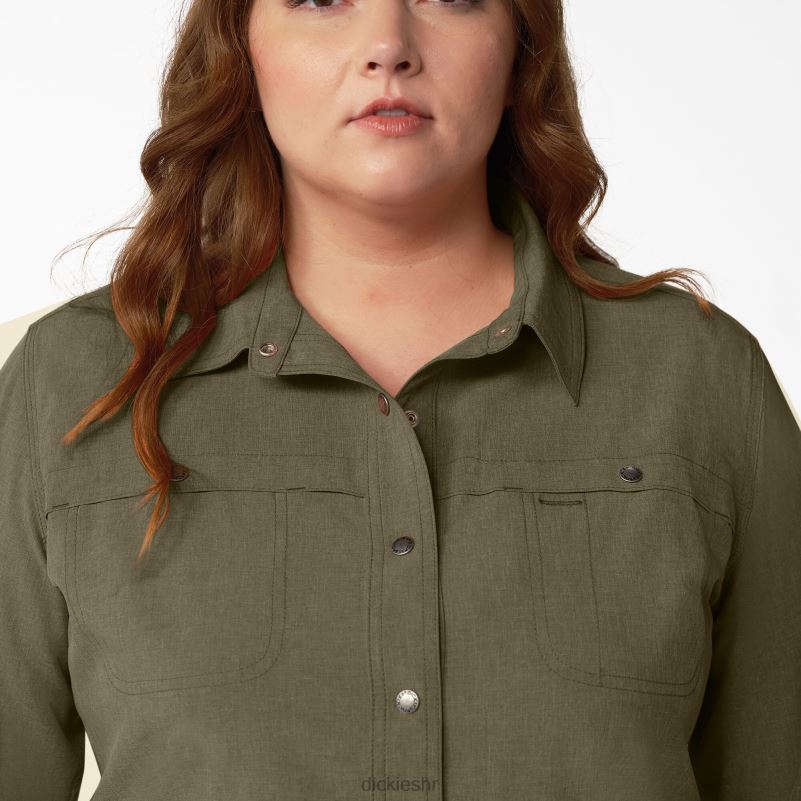 plus radna majica s roll-tabom za hlađenje žene Dickies vojnički zeleni vrijesak (mld) 6BPL61686 radna odjeća